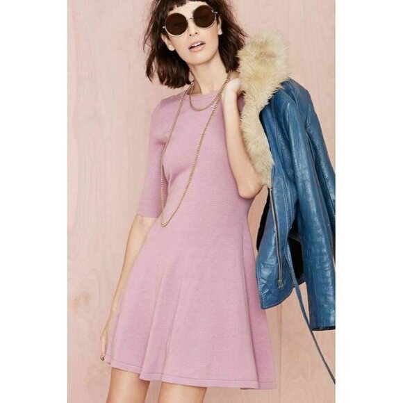 Nasty Gal Womens Pink Knit Low Back Take Turns Mini Dress Size S - Picture 13 of 13